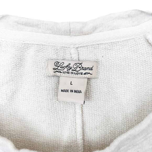 Lucky Brand Cream Sweater Knit Sleeves Sz L - Picture 2 of 6